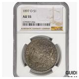 1897-O Morgan Silver Dollar NGC AU55