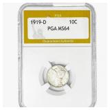 1919-D Mercury Silver Dime PGA MS64