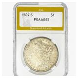 1897-S Morgan Silver Dollar PGA MS65