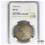 1926-D Silver Peace Dollar NGC MS64