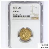 1916-S $5 Gold Half Eagle NGC AU58