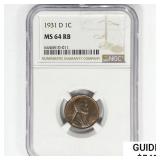 1931-D Wheat Cent NGC MS64 RB