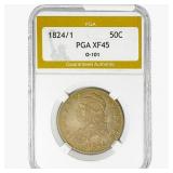 1824/1 Capped Bust Half Dollar PGA XF45 O-101