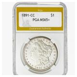 1891-CC Morgan Silver Dollar PGA MS65+