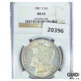 1881-S Morgan Silver Dollar NGC MS65