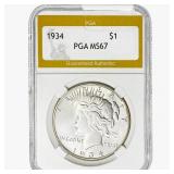 1934 Silver Peace Dollar PGA MS67