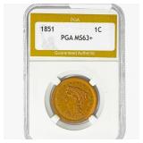 1851 Braided Hair Large Cent PGA MS63+