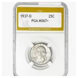 1937-D Washington Silver Quarter PGA MS67+