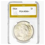 1924 Silver Peace Dollar PGA MS66+