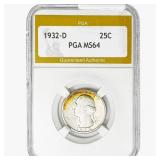 1932-D Washington Silver Quarter PGA MS64