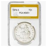 1876-S Silver Trade Dollar PGA MS65+