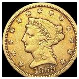 1869 $2.50 Gold Quarter Eagle NICELY CIRCULATED