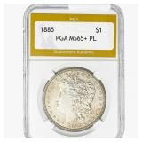 1885 Morgan Silver Dollar PGA MS65+ PL