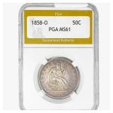 1858-O Seated Liberty Half Dollar PGA MS61