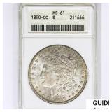 1890-CC Morgan Silver Dollar ANACS MS61