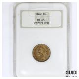 1862 Indian Head Cent NGC MS63