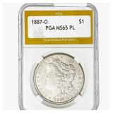 1887-O Morgan Silver Dollar PGA MS65 PL