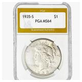 1935-S Silver Peace Dollar PGA MS64