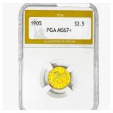 1905 $2.50 Gold Quarter Eagle PGA MS67+