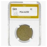 1805 Draped Bust Large Cent PGA AU50