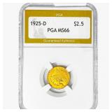 1925-D $2.50 Gold Quarter Eagle PGA MS66