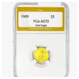 1989 $5 1/10oz Gold Eagle PGA MS70