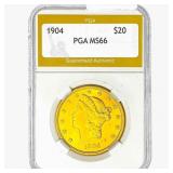 1904 $20 Gold Double Eagle PGA MS66
