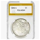 1890-s Morgan Silver Dollar PGA MS64