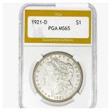 1921-D Morgan Silver Dollar PGA MS65