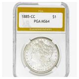 1885-CC Morgan Silver Dollar PGA MS64
