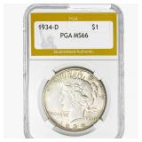 1934-D Silver Peace Dollar PGA MS66
