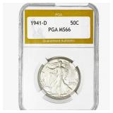 1941-D Walking Liberty Half Dollar PGA MS66