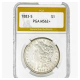 1883-S Morgan Silver Dollar PGA MS62+