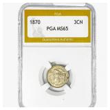 1870 Nickel Three Cent PGA MS65