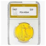 1907 $20 Gold Double Eagle PGA MS64