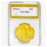 1910-D $20 Gold Double Eagle PGA MS66