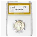 1936-S Washington Silver Quarter PGA MS66