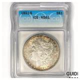 1891-S Morgan Silver Dollar ICG MS61