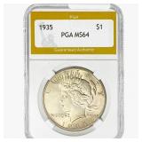 1935 Silver Peace Dollar PGA MS64