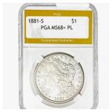 1881-S Morgan Silver Dollar PGA MS68+ PL