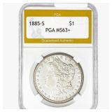1885-S Morgan Silver Dollar PGA MS63+