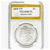 1878 7TF Morgan Silver Dollar PGA MS65 PL