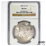 1883-CC Morgan Silver Dollar NGC MS64+
