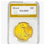 1914-D $20 Gold Double Eagle PGA MS65