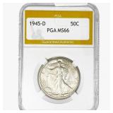 1945-D Walking Liberty Half Dollar PGA MS66