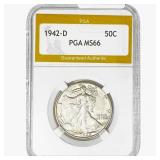 1942-D Walking Liberty Half Dollar PGA MS66