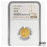1911-D $2.50 Gold Quarter Eagle NGC AU58 Weak D