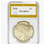 1935 Silver Peace Dollar PGA MS63+