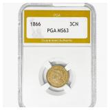 1866 Nickel Three Cent PGA MS63