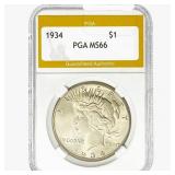 1934 Silver Peace Dollar PGA MS66